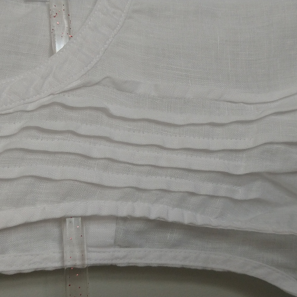 White 100% Linen Button-Front Sleeveless Top - Picture 7 of 9